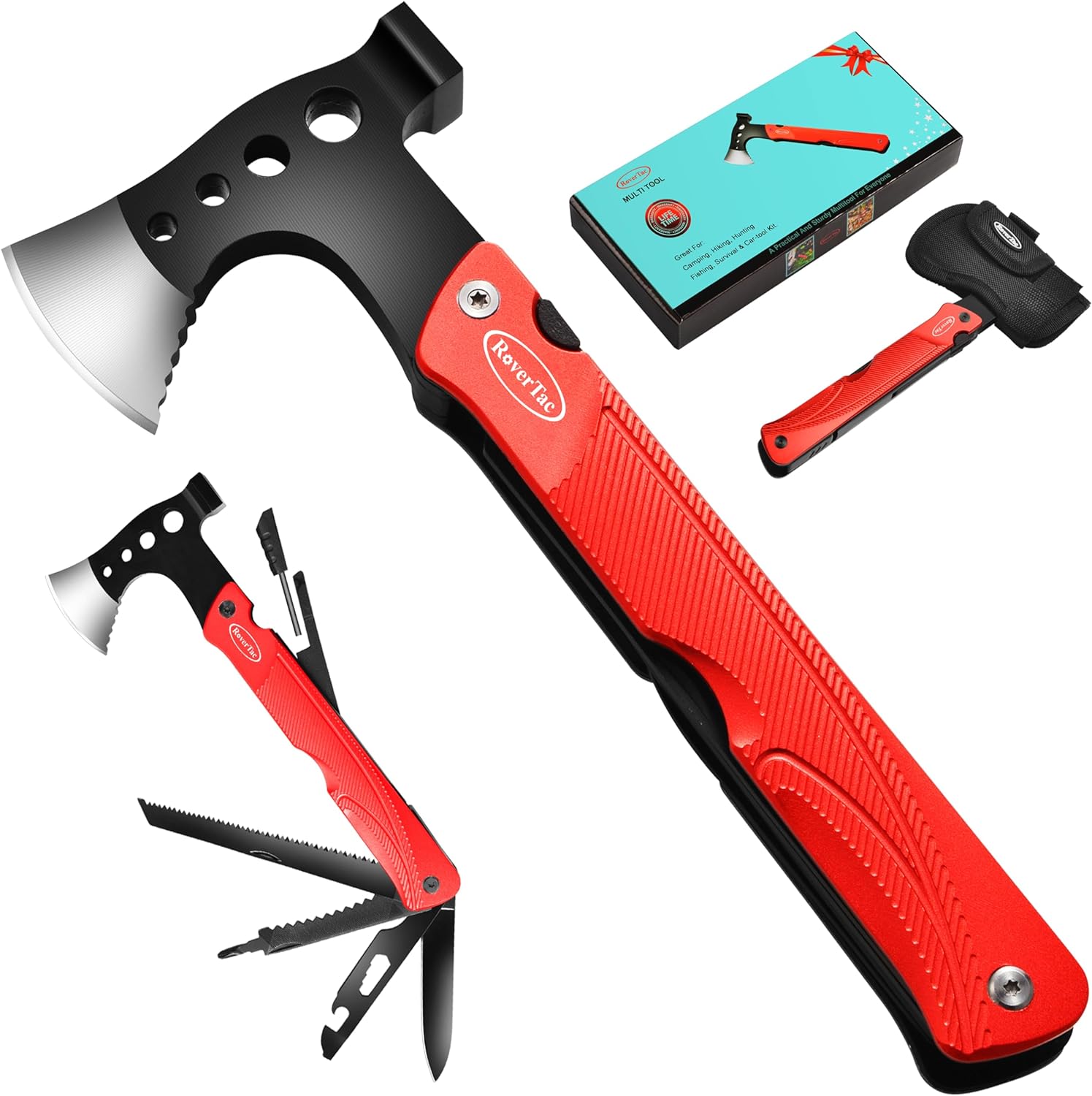 Iunio Camping Axe Multi-Tool - Folding Survival Hatchet With Sheath For Outdoor Emergency