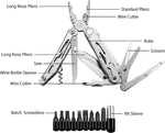 Load image into Gallery viewer, RoverTac Multi Tool Pocket Knife Tactical Camping Survival Knife Gifts for Men Dad Husband 18 in 1 Multitool Pliers Scissors Saw Corkscrew Bottle Opener 9-pack Screwdrivers Safety Lock Nylon Sheath
