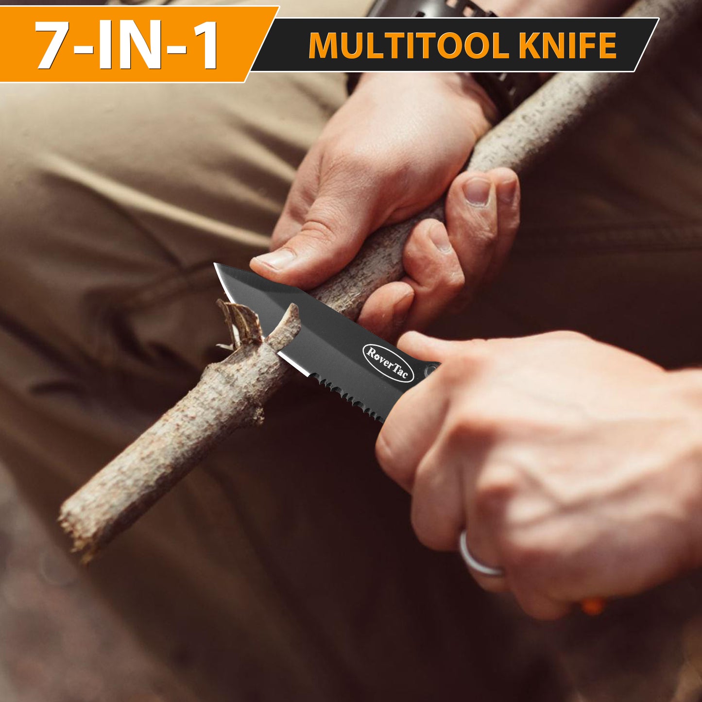 RoverTac Pocket Knife Multi Tool Tactical Knife Multitool Knife with Scissors Bottle and Can Opener Fire Starter Whistle Screwdriver Perfect for Camping Hiking Survival Christmas Gifts for Men Dad