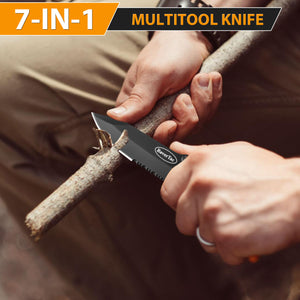 RoverTac Pocket Knife Multi Tool Tactical Knife Multitool Knife with Scissors Bottle and Can Opener Fire Starter Whistle Screwdriver Perfect for Camping Hiking Survival Christmas Gifts for Men Dad