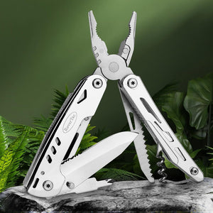 RoverTac Multi Tool Pocket Knife Tactical Camping Survival Knife Gifts for Men Dad Husband 18 in 1 Multitool Pliers Scissors Saw Corkscrew Bottle Opener 9-pack Screwdrivers Safety Lock Nylon Sheath