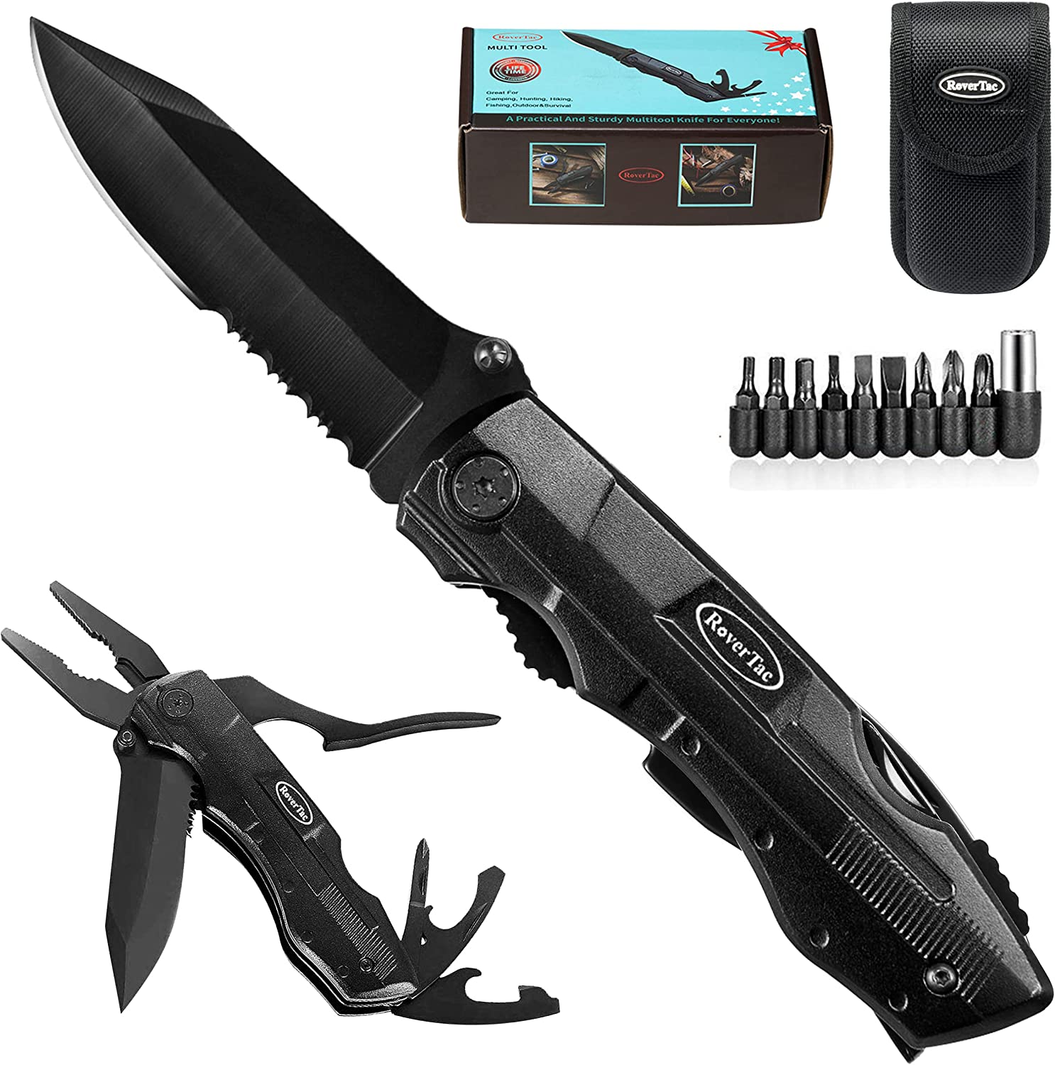 RoverTac Pocket Knife Tactical Folding Multi Tool Knife with Pliers Bo –  RoverTac Tools & Knives
