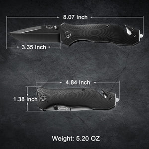 Survival EDC Folding Knife,Lightweight Flipper Knife with Pocket Clip for Men Women