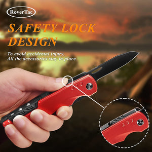 RoverTac Camping Multitool Gifts for Men Dad Husband Boyfriend 11-in-1 Multi-Tool Axe Knife Hammer Saw File Can & Bottle Opener 4 Screwdrivers Perfect for Camping Survival Hiking Fishing