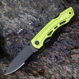 EDC Multitool Folding Knife with Safety Lock-Green  for Camping Fishing Hiking Adventuring