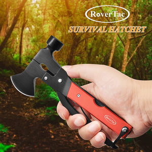 14-IN-1 Multitool Axe Red,Saw Knife Hammer Pliers Screwdrivers Bottle Opener Durable Sheath