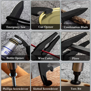 RoverTac Pocket Knife Tactical Folding Multi Tool Knife with Pliers Bottle & Can Opener 9-Pack Screwdrivers Liner Lock Nylon Sheath Perfect for Camping Survival Hiking
