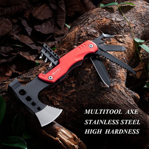 RoverTac Camping Multitool Gifts for Men Dad Husband Boyfriend 11-in-1 Multi-Tool Axe Knife Hammer Saw File Can & Bottle Opener 4 Screwdrivers Perfect for Camping Survival Hiking Fishing
