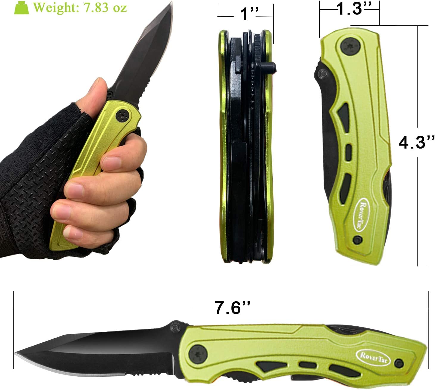 EDC Multitool Folding Knife with Safety Lock-Green  for Camping Fishing Hiking Adventuring