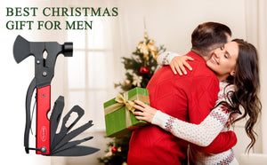 14-IN-1 Multitool Axe Red,Saw Knife Hammer Pliers Screwdrivers Bottle Opener Durable Sheath