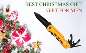DC Multitool Folding Knife with Safety Lock-Gold  for Camping Fishing Hiking Adventuring